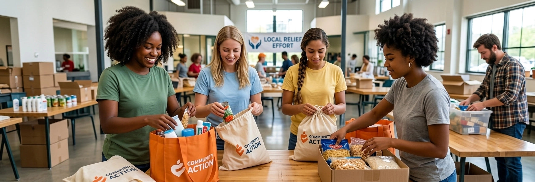 Young women participating in a community service activity